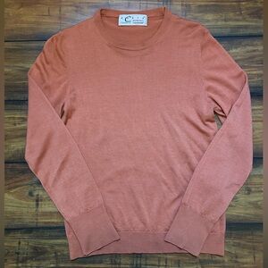 Debra C Beverly Hills Rust Peach Long Sleeve Cashmere Silk Sweater Italy Small
